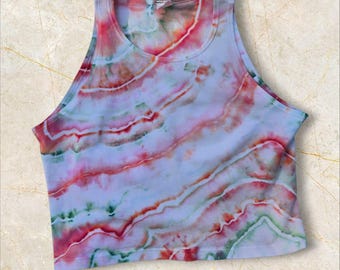 Crop Top Geode Ice Dyed: Camisa Feminina Tie Dye Festival XL