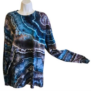 Geode Ice Dye Long Sleeve Shirt: Unisex XL Cotton Top
