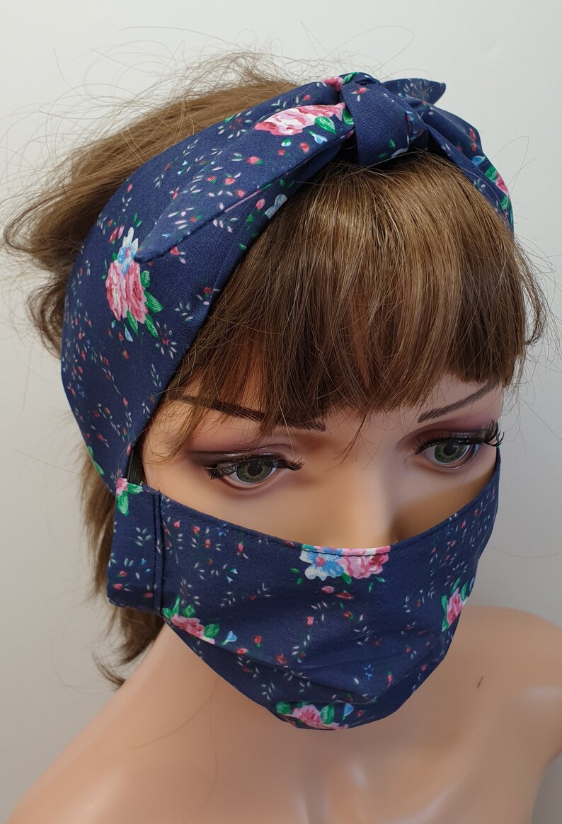 Face mask retro headband set of 2 matching headband and Etsy
