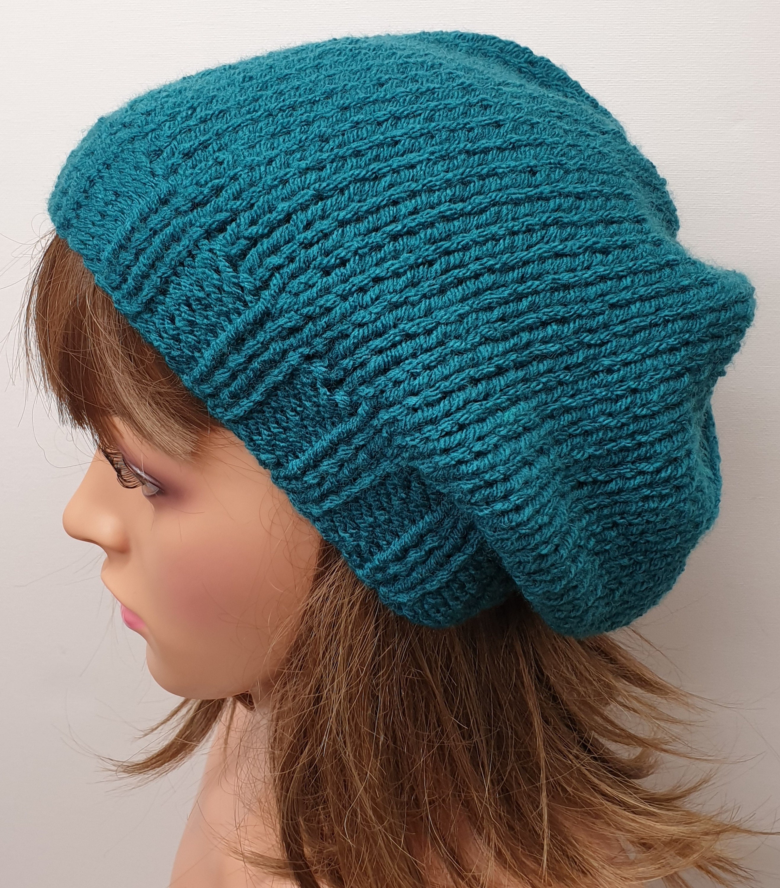 Hand knitted beret knit women hat slouchy beanie handmade Etsy