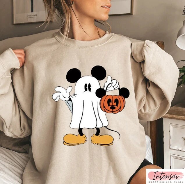 Discover Mickey Ghost Disney Halloween Sweatshirt