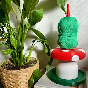 Spinning Yarn Holder Tool Unique 3D Printed Gift for Knitters and Crocheters | Mushroom