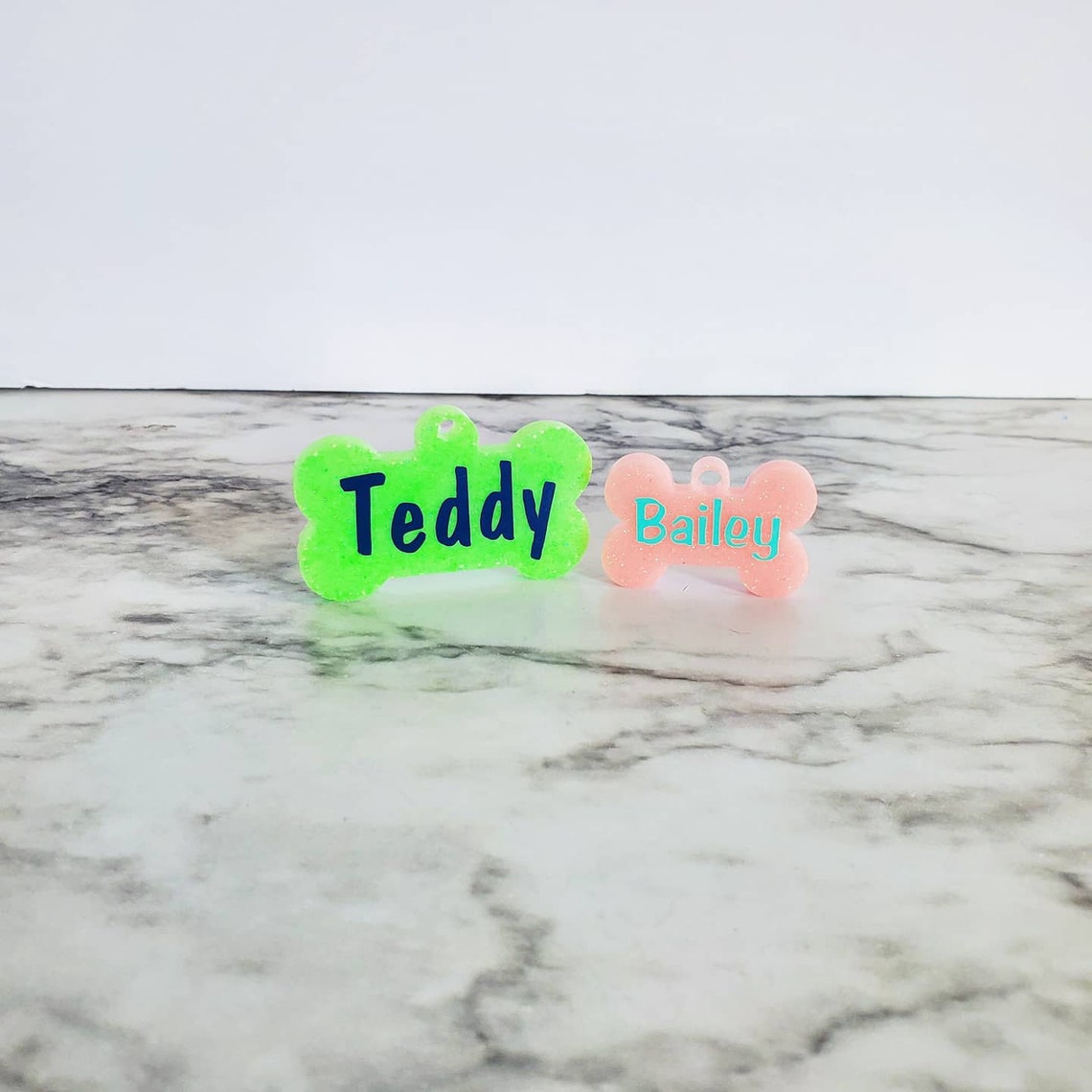 Glow in the Dark Glitter Dog Tags Custom Cat Pet Name Tag Etsy