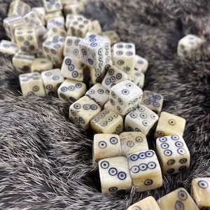 Medieval Bone Dice Set qty 5 Viking Spots D6 set for Gaming, SCA, Creative Anachronism image 2