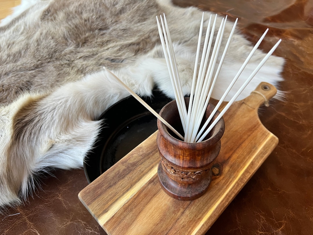 Medieval Double Point Bone Knitting Needles qty 2 US Size 2.5/UK Size