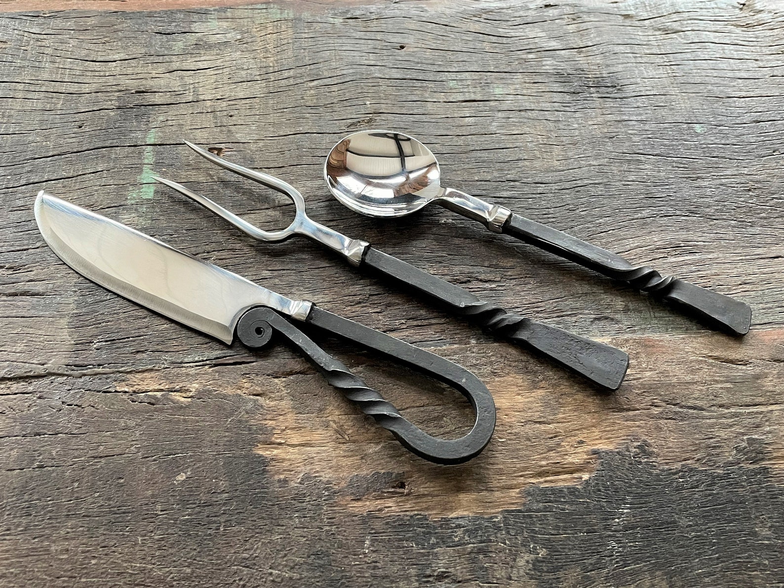 Hand Cutlery Set Viking Silverware Medieval SCA Etsy