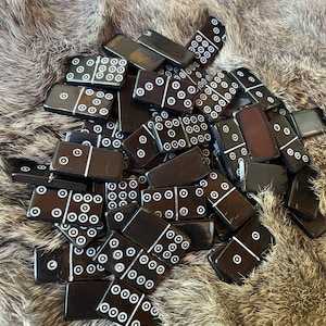 UNIKALNY zestaw średniowiecznych domino rogowych (podwójna dziewiątka), SCA, kreatywny anachronizm