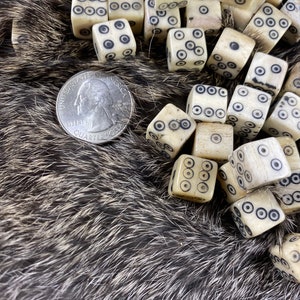 Medieval Bone Dice Set qty 5 Viking Spots D6 set for Gaming, SCA, Creative Anachronism image 3