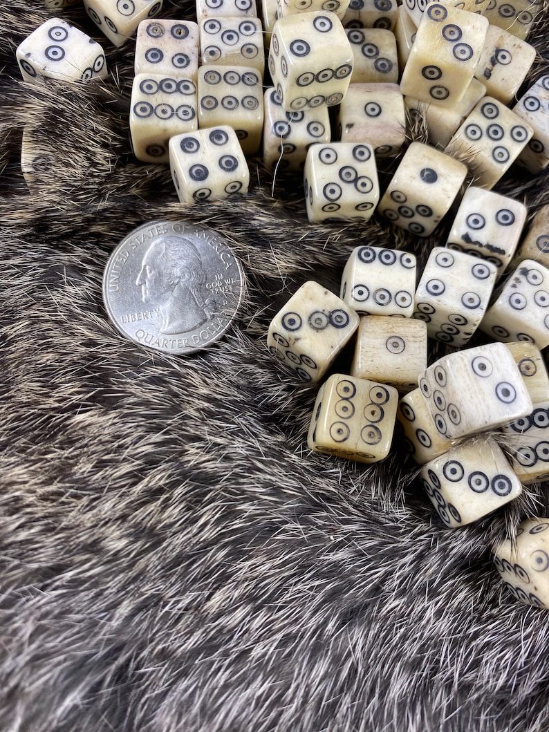 Medieval Bone Dice Set qty 5 Viking Spots D6 set for Gaming, SCA, Creative Anachronism image 3