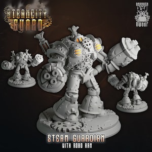 Steam Guardian robot | 28mm | 3D-geprinte Fantasy Tabletop Miniatuur voor Gaming | 50mm en 64mm basismaat|