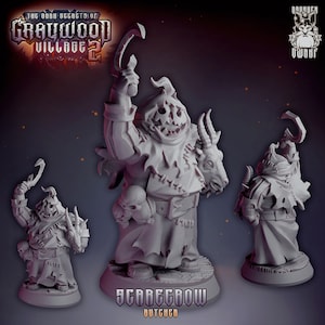 Scarecrow Butcher | 28mm and 32mm Scale | Premium 3D Printed Fantasy Tabletop Miniature for Gaming |