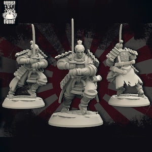 Samurai | Version A | 28mm 32mm 40mm 50mm 64mm 75mm and 100mm Scale | Premium 3D Printed Fantasy Tabletop Miniature for Gaming |