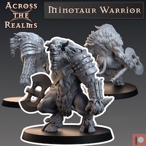 Minotaurus krijger | Minotaur-stammen | Premium 3D-geprinte fantasie-tafelbladminiatuur voor gaming