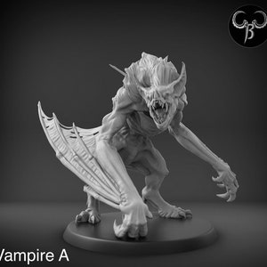 Feral Vampire | 25mm, 32mm, 40mm, 50mm, 60mm, 80mm, 100mm Base Sizes | Premium 3D Printed Fantasy Tabletop Miniature for Gaming |