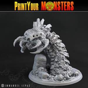 BONE WORM | Premium 3D Printed Fantasy Tabletop Miniature for Gaming |