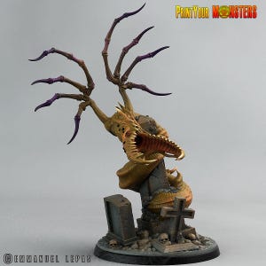 Graveyard Dragon Figurine | Undead Dragon Miniature for DnD, TTRPG, or Display | Dark Fantasy Tabletop Mini | 130mm Base