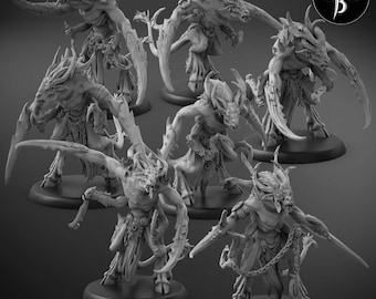 Mutant Spawn Squad of 7 | 50mm 64mm and 100mm base sizes | 28 and 32mm Scale | Premium 3D Printed Fantasy Tabletop Miniature for Gaming |