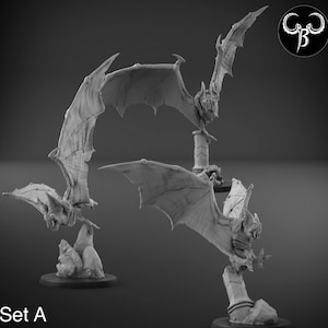 Flying Vampire Terrors Set A | 40mm 50mm and 64mm base sizes | Premium 3D Printed Fantasy Tabletop Miniature for Gaming |