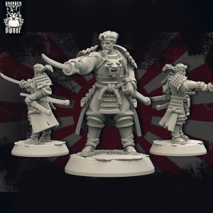 Samurai | Version B | 28mm 32mm 40mm 50mm 64mm 75mm and 100mm Scale | Premium 3D Printed Fantasy Tabletop Miniature for Gaming |