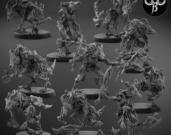 Ferocious Spirit Axe Squad of 10 | 28mm and 32mm Scale | Grove Guardians | Premium 3D Printed Fantasy Tabletop Miniature for Gaming |