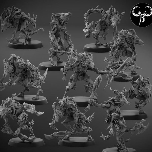 Ferocious Spirit Axe Squad of 10 | 28mm and 32mm Scale | Grove Guardians | Premium 3D Printed Fantasy Tabletop Miniature for Gaming |