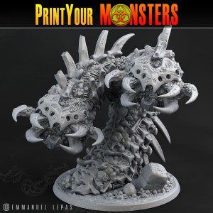 Bone Worm Twin Heads | Premium 3D Printed Fantasy Tabletop Miniature for Gaming |