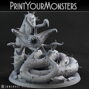 Necrothelid Worm | Death Worm | 50mm 64mm 75mm 100mm base sizes | Premium 3D Printed Fantasy Tabletop Miniature for Gaming |