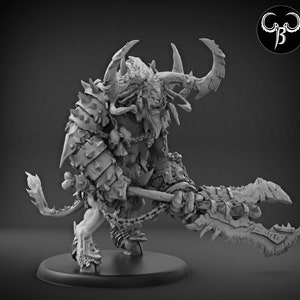Horned Warlord | 50mm and 64mm base sizes | Premium 3D Printed Fantasy Tabletop Miniature for Gaming |