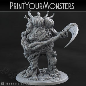 Pumpkin Giant | Two Heads | 28mm and 32mm Scale | Premium 3D Printed Fantasy Tabletop Miniature for Gaming and dnd |