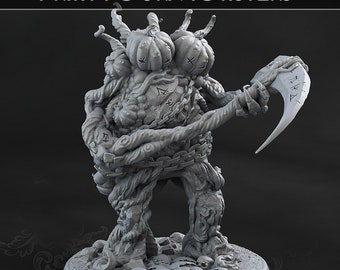 Pumpkin Giant | Two Heads | 28mm and 32mm Scale | Premium 3D Printed Fantasy Tabletop Miniature for Gaming and dnd |