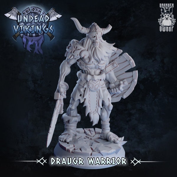 Draugr Warrior | Undead Vikings | Premium 3D Printed Fantasy Tabletop Miniature for Gaming |