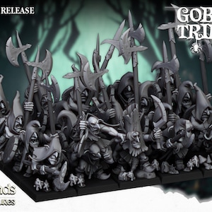 Goblin with Pikes - Swamp Goblin - 28mm Scale - Unit of 20 - Highlands Miniatures - 3D Printed Fantasy Tabletop Miniature for Gaming