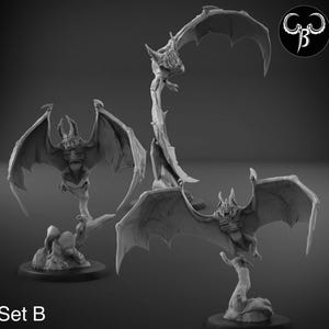 Flying Vampire Terrors Set B | 40mm 50mm and 64mm base sizes | Premium 3D Printed Fantasy Tabletop Miniature for Gaming |