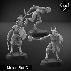 Soul Scavenger Minotaur Melee Set C | Fallen Beasts | ClayBeastCreation | 3D Printed Fantasy Tabletop Miniature for Gaming