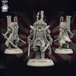 Samurai | Version C | 28mm 32mm 40mm 50mm 64mm 75mm and 100mm Scale | Premium 3D Printed Fantasy Tabletop Miniature for Gaming |