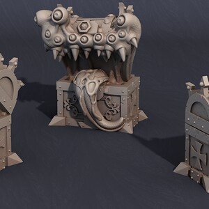 Fantasy Chests | 25mm base size | Pack 4 - Gothic Mimic | Premium 3D Printed Fantasy Tabletop Miniature for Gaming |