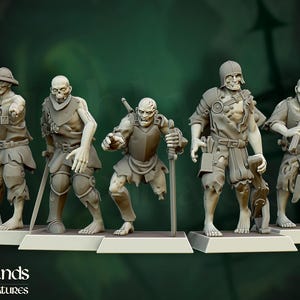 Zombie Warriors Unit of 5 - Transilvanya Vampires - 28mm32mm Scale - Highlands Miniatures - 3D Printed Fantasy Tabletop Miniature for Gaming