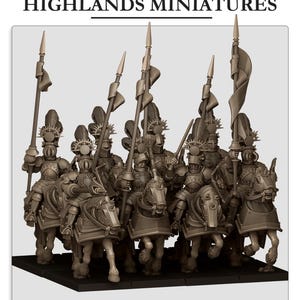 Sunland Golden Flames Knights - Empire of Sunland - 28mm32mm Scale - Highlands Miniatures - 3D Printed Fantasy Tabletop Miniature for Gaming