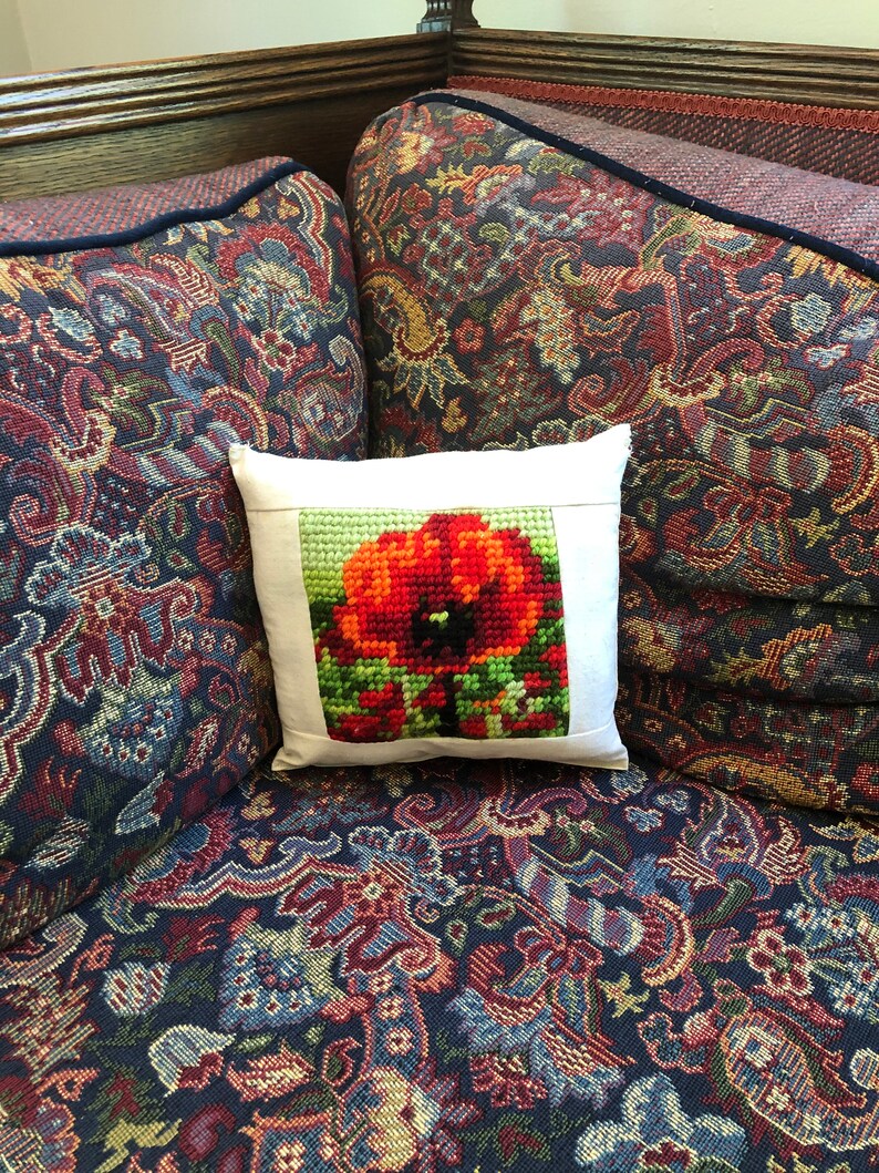 Handmade needlepoint decorative pillow small Etsy
