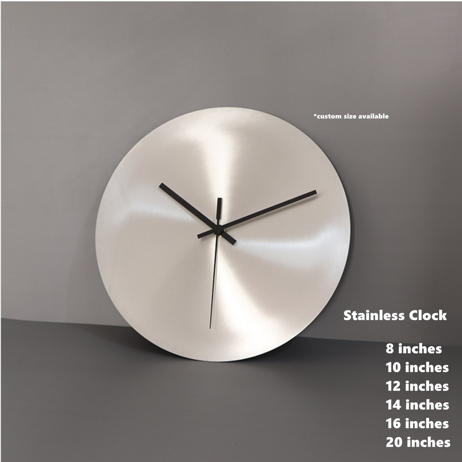 Minimalist Stainless Steel Wall Clock/large Wall Clock/silver Etsy
