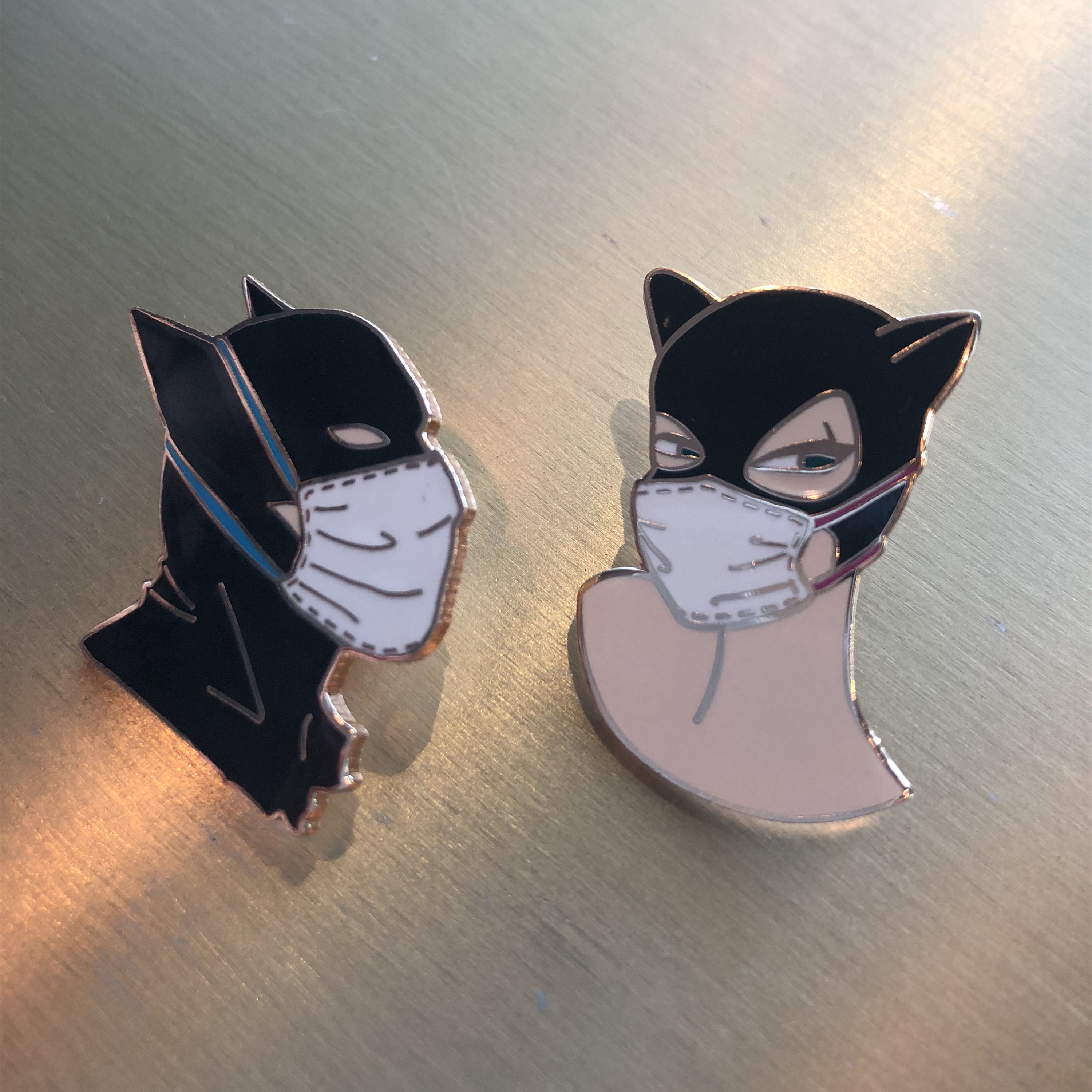 Enamel Pins Batman Catwoman With Mask Etsy