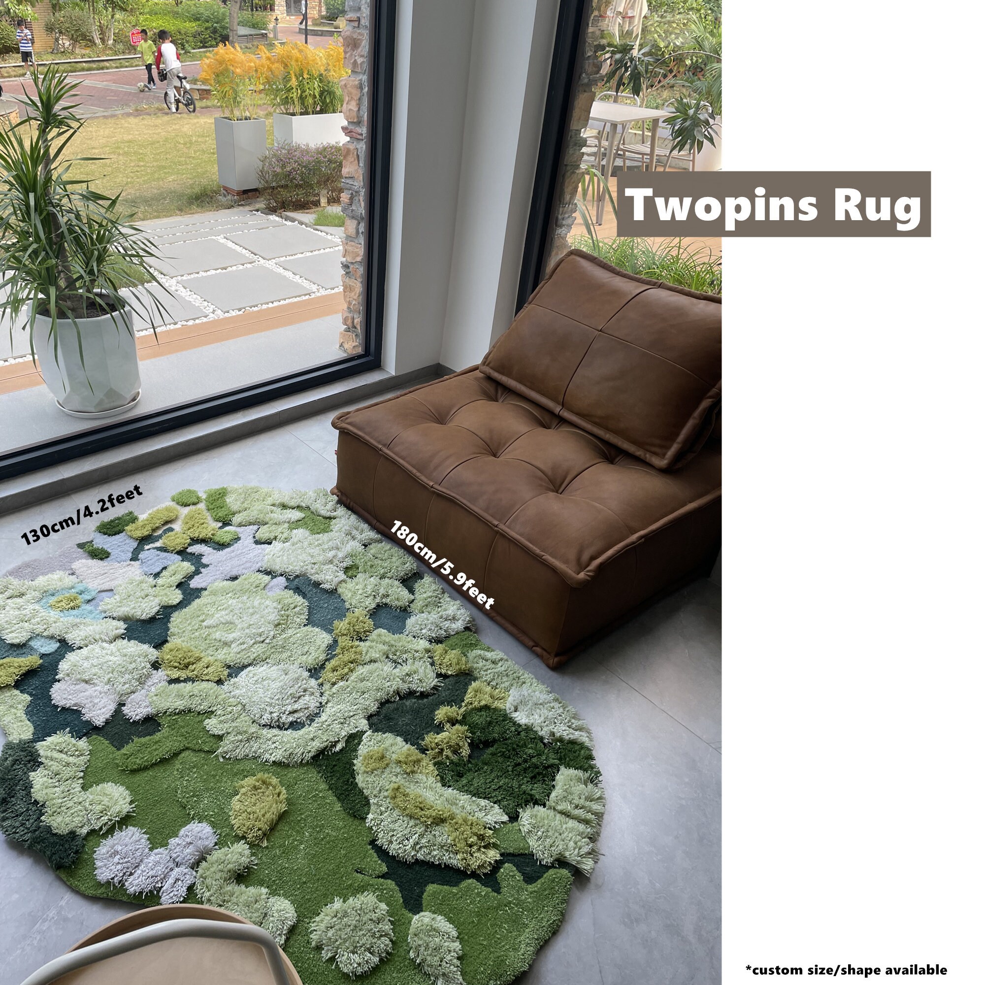 Luxury Moss Rug Hand Tufted Wool Pet Mat Pet Rug