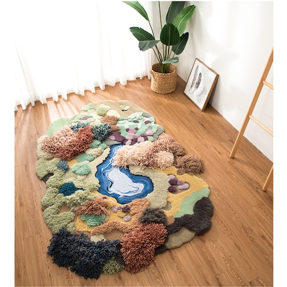 3D Area Rugs Carpet/tufted Rug/lakes/tundra/forest/moss Etsy