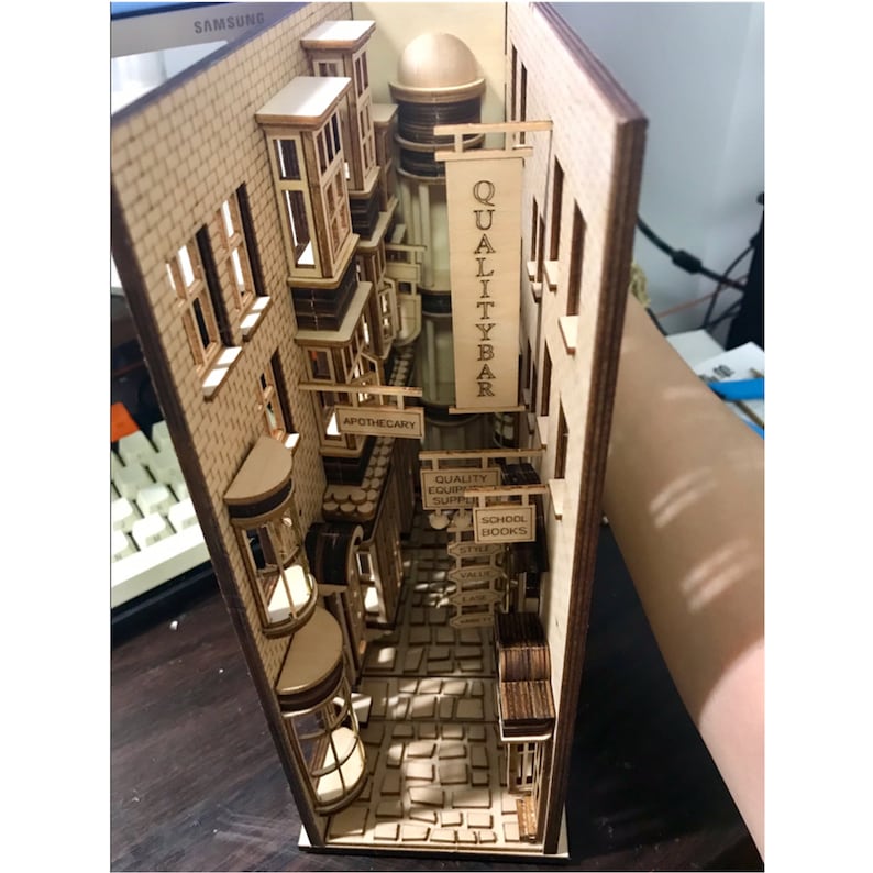 English Instruction Diagon Alley Book Nook With Led/harry | Etsy