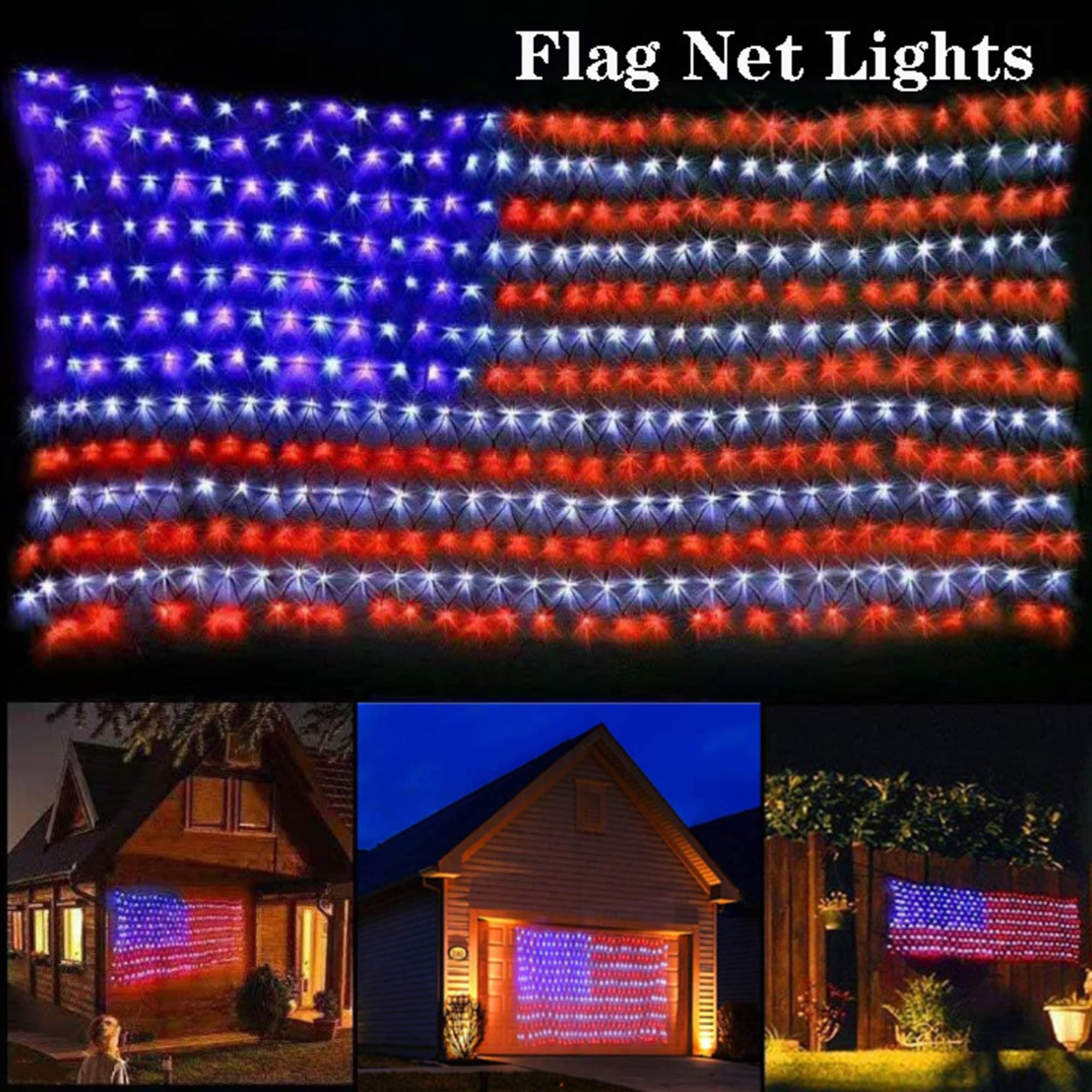 American flag lights led national flag net lights size 6.56 Etsy
