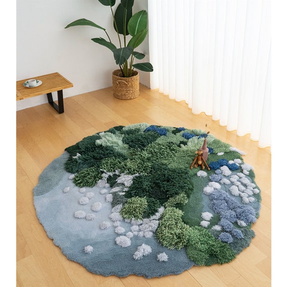 3d Area Rugs Carpet Tundra Forest Moss Rug Tufted Rug Tufting Etsy Australia