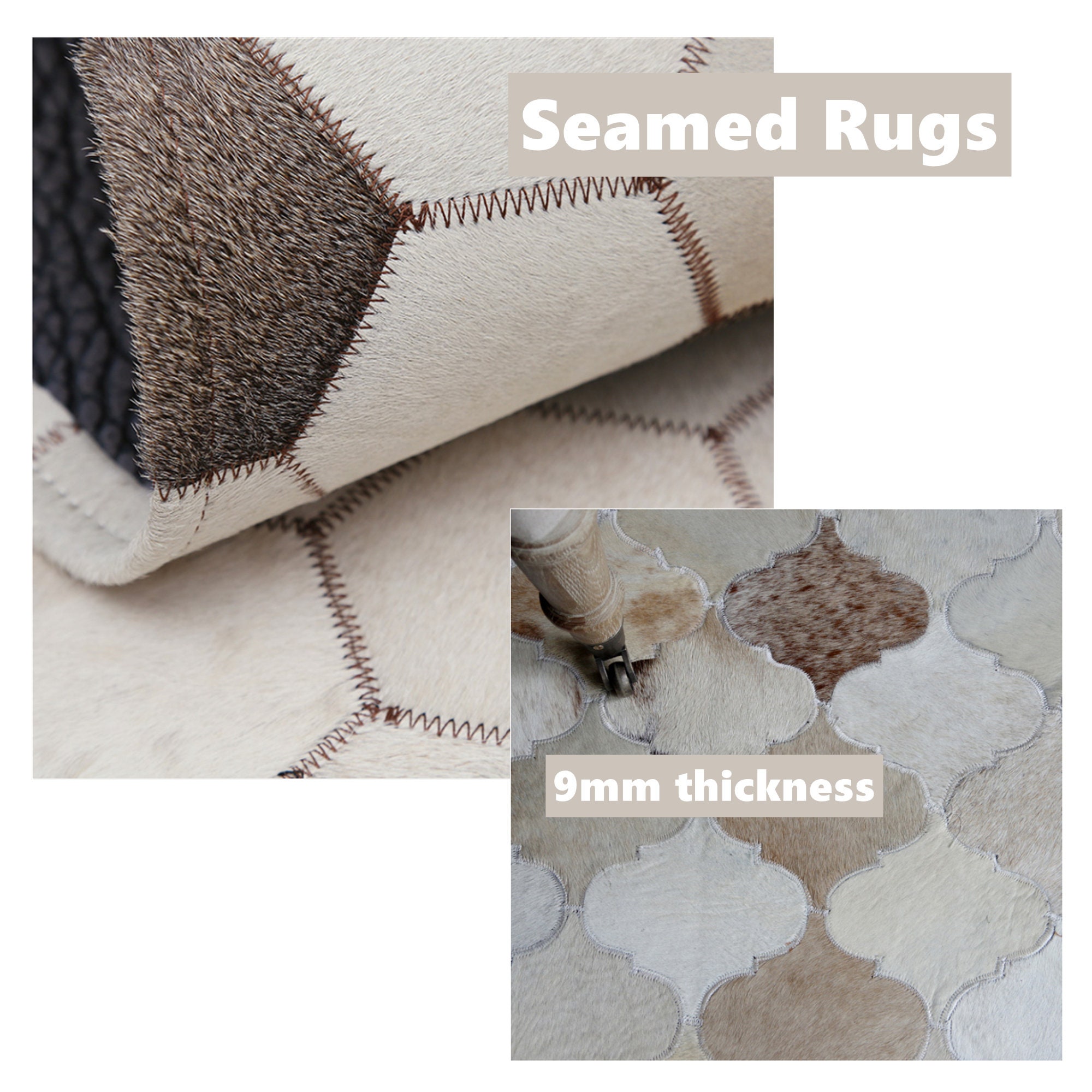 Genuine Brazil Cowhide Seamed Rug/Cowhide Circle/Rectangle Etsy