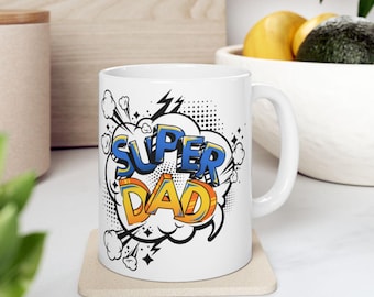 Taza para papá, taza de café de superpapá, regalo del Día del Padre, taza de café para papá, regalo para papá, taza de papá superhéroe, Día del Padre, taza divertida para papá, Día del Padre