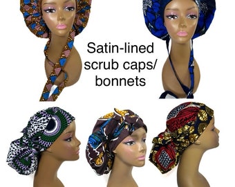 Satin-lined Scrub Cap/Bonnets