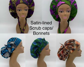 Satin-lined Scrub Cap/Bonnets
